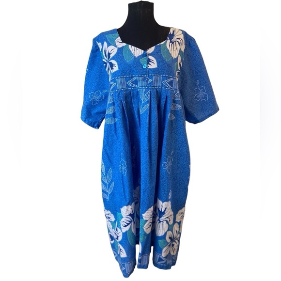 Vintage Anthony Richards Royal Blue Floral House Coat MuMu